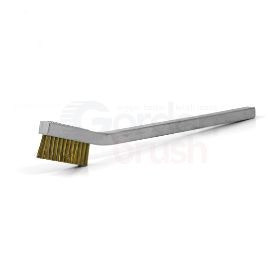 2 x 11 Row 0.003 Brass Wire and Aluminum Handle Hand-Laced Scratch Brush  22BA - Gordon Brush
