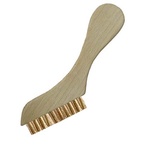 2 x 12 Row 0.006 Brass Bristle and Angled Wood Handle Scratch Brush