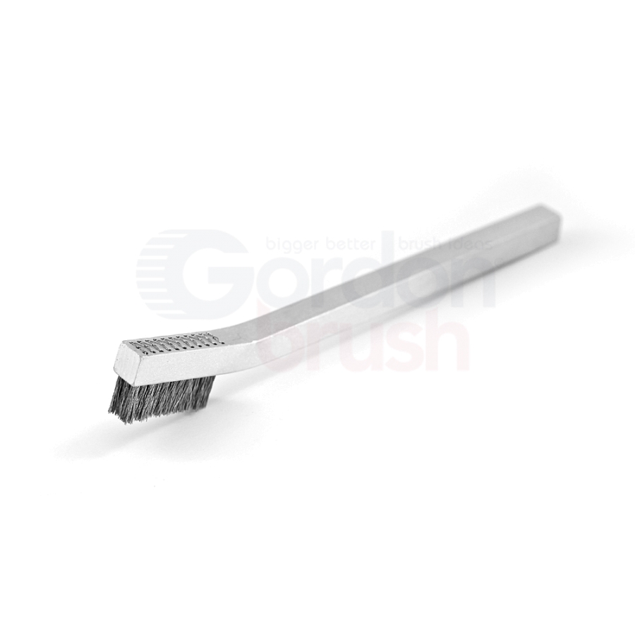 3 x 11 Row 0.008 Titanium Wire and Aluminum Handle Hand-Laced Scratch  Brush 33TIA - Gordon Brush