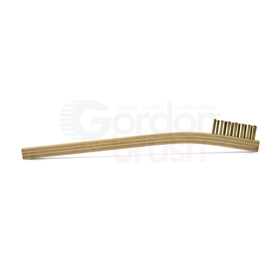 5 x 9 Row 0.006 Brass Bristle and Shaped Wood Handle Scratch