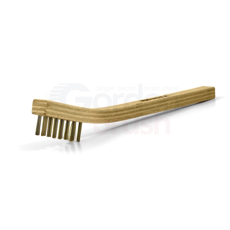 3 x 7 Row 0.006 Brass Bristle and Plywood Handle Scratch Brush