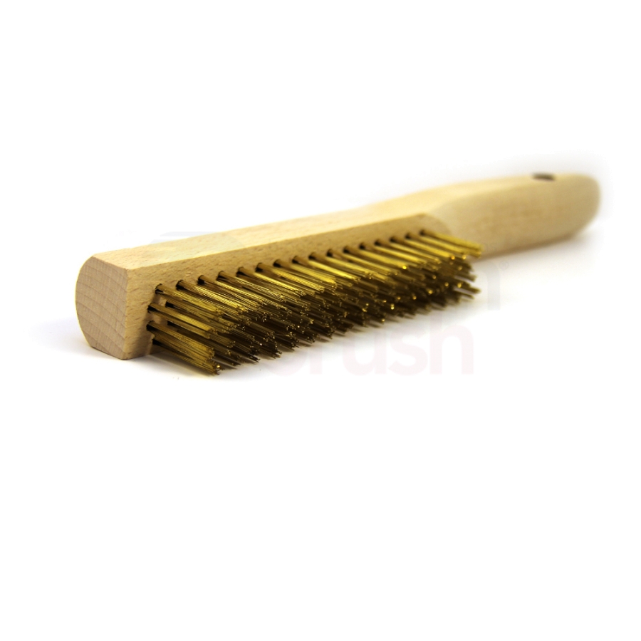  Brass Wire Utility Scratch Brush for Cleaning 5.75 Hardwood  Handle (Made in USA) : Industrial & Scientific