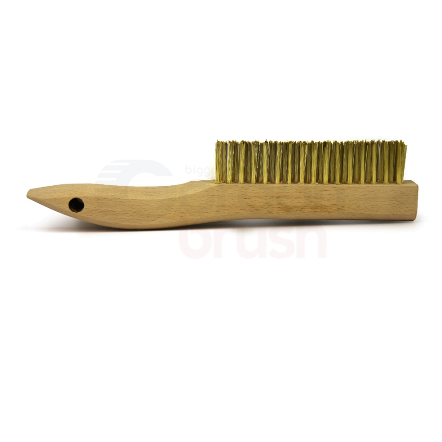 4 x 16 Row 0.012 Brass Wire and Wood Shoe Handle Scratch Brush
