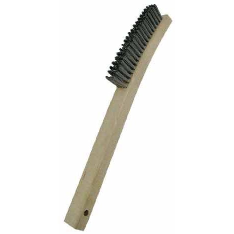 Stiff Steel Wire Brush w/ 1 Hard Steel Bristles w/ Wood Handle 10 1/4 Length