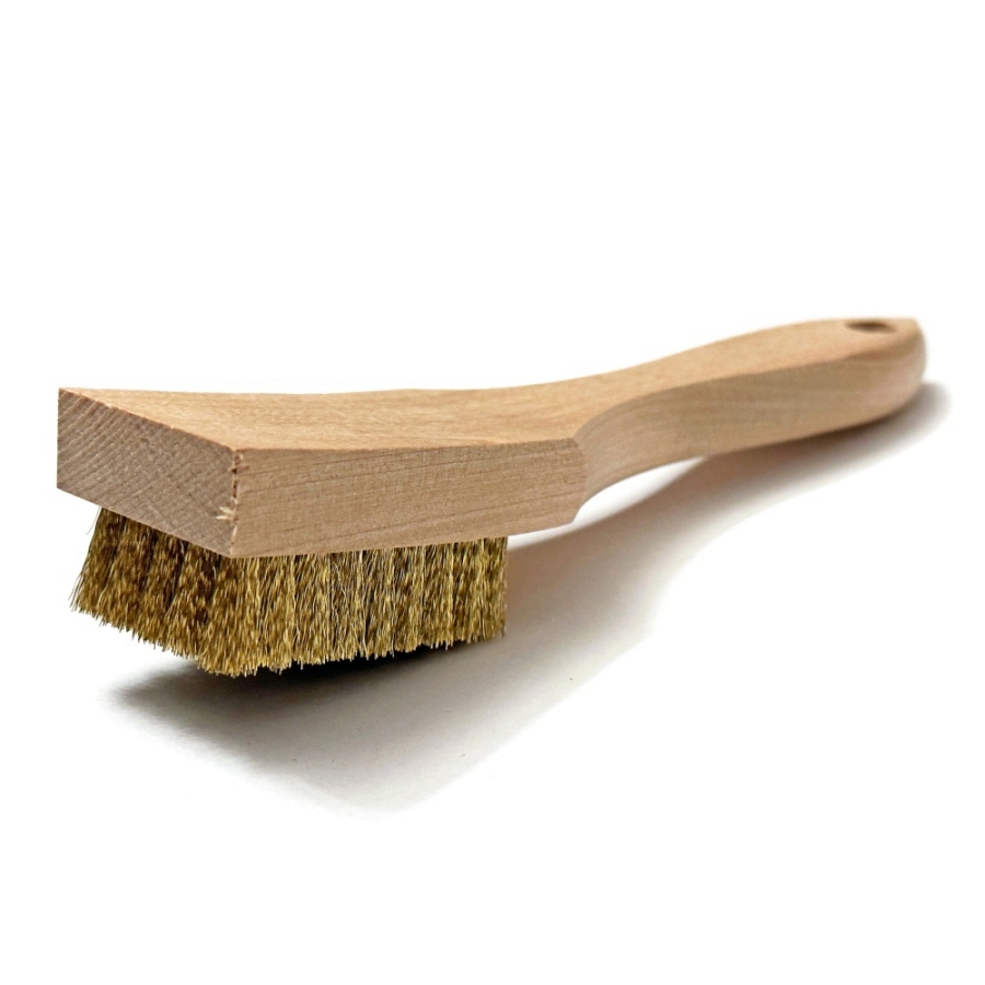 5 x 9 Row 0.006 Brass Bristle and Shaped Wood Handle Scratch Brush