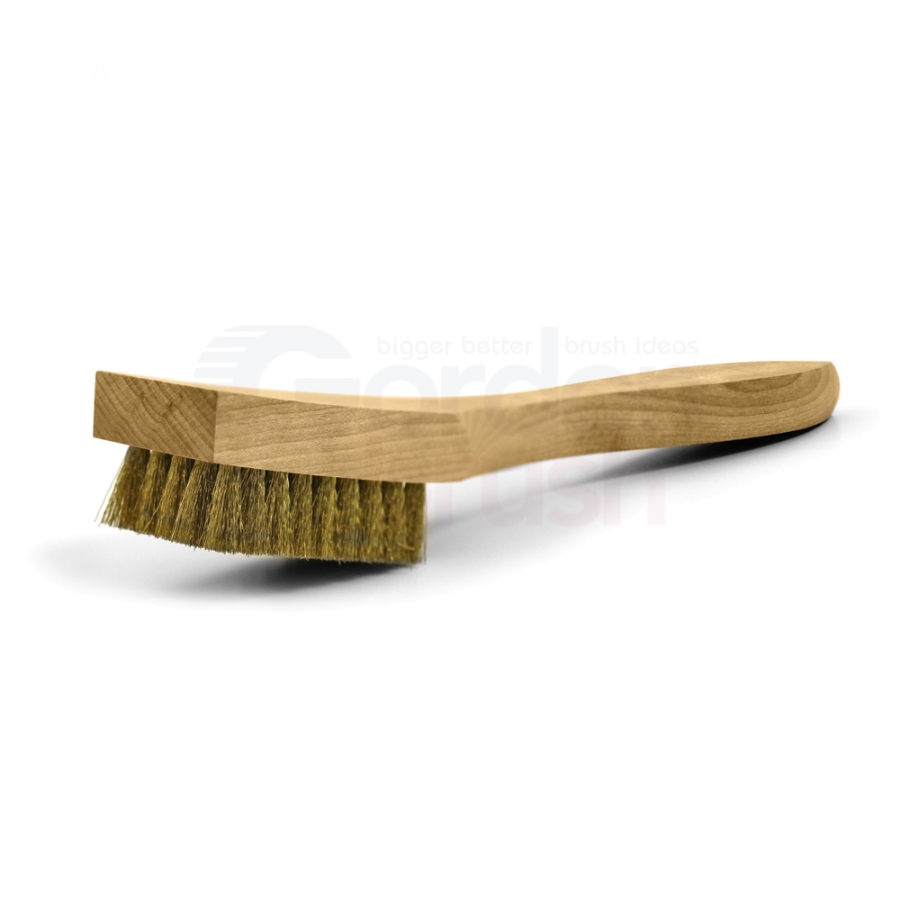 5 x 9 Row 0.008 Brass Bristle and Shaped Wood Handle Scratch Brush